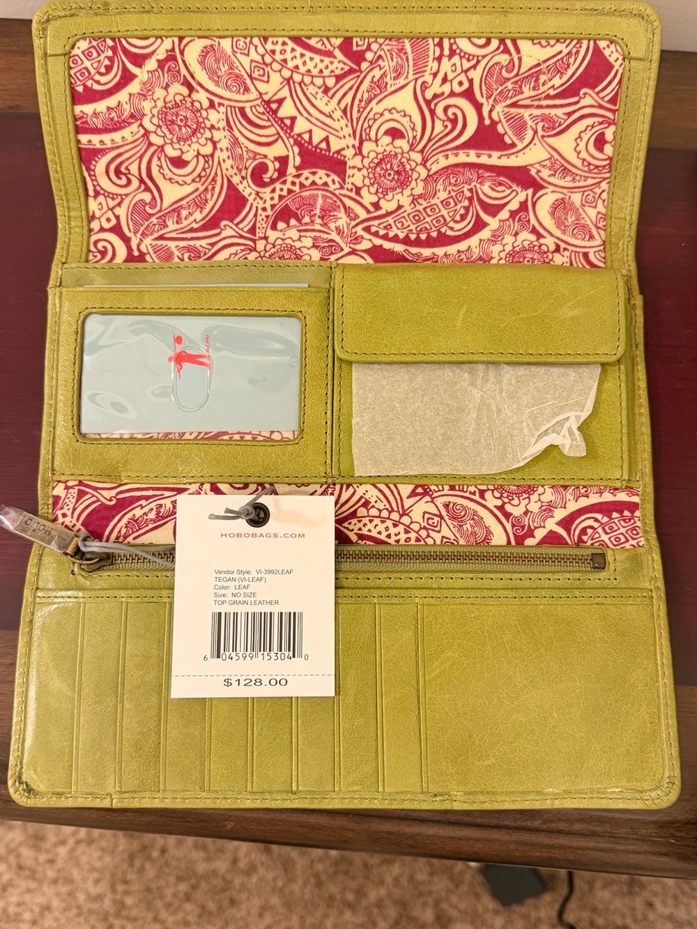 HOBO Olive Green Leather Fold Clutch - Picture 3 of 5